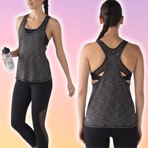 LULULEMON Glide and Stride Tank Sz 4 Heathered Black